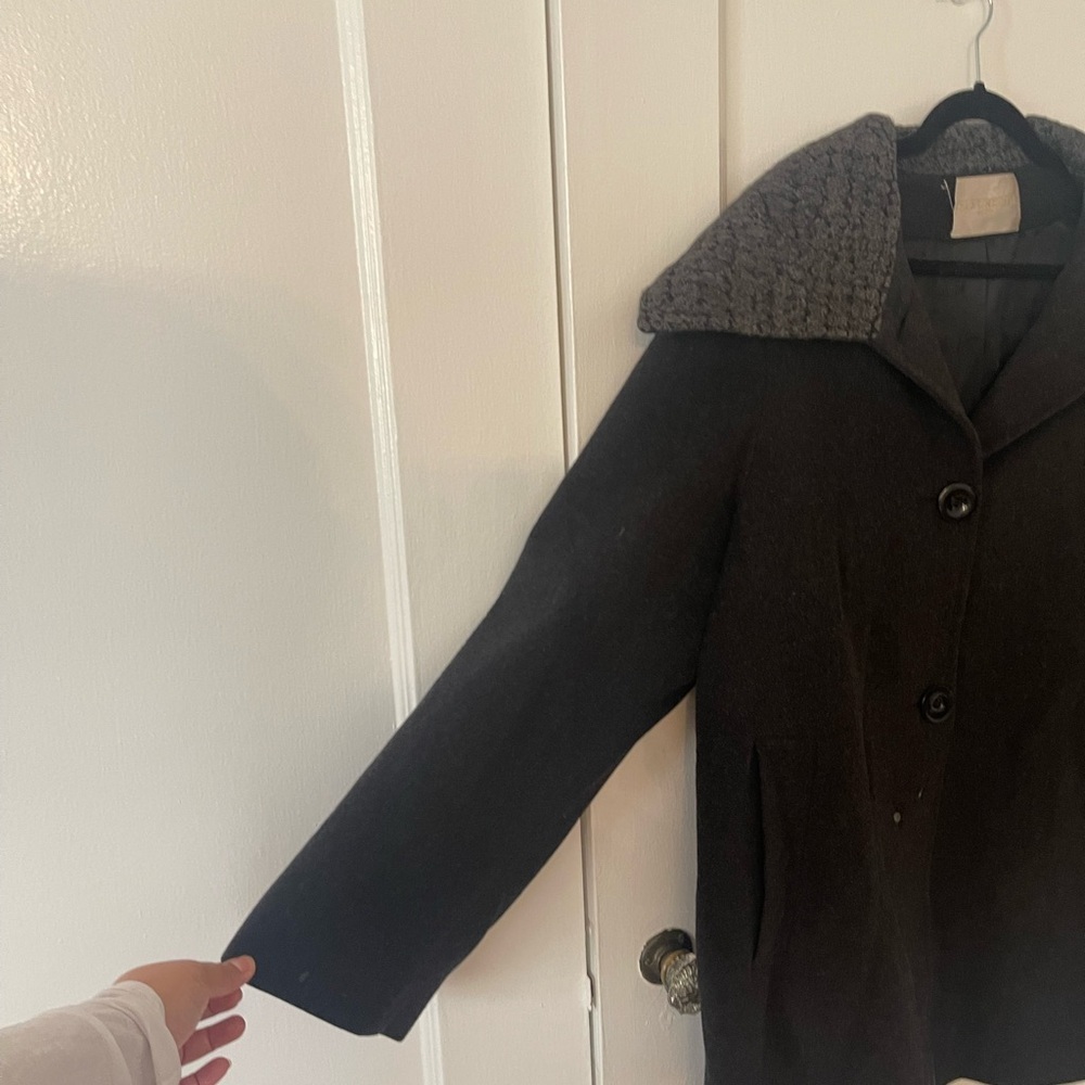 FLEURETTE Loro Piana Dark Gray Alpaca and Wool Pea Coat Made in the USA - Picture 5 of 16
